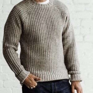 Taylor Stitch Wool Crewneck Fisherman Sweater - Cream Size XL (44)